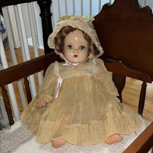 Madame Alexander Doll with Brown Hair and Yellow Dress, 1930/1940s